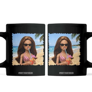 Funny Summer Doll Face Meme Coffee Mug Tropical Beach Party Graphic TS12 Black Print Your Wear