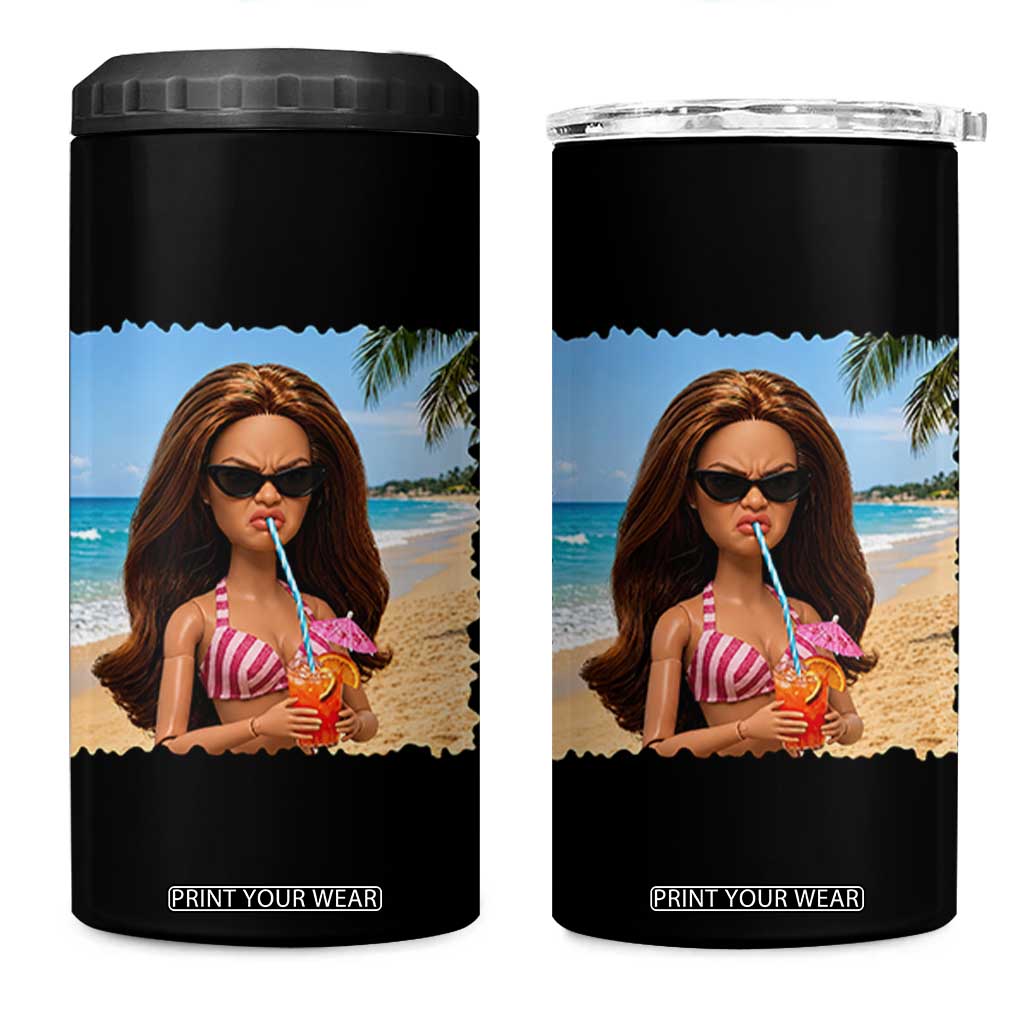 Funny Summer Doll Face Meme 4 in 1 Can Cooler Tumbler Tropical Beach Party Graphic TS12 One Size: 16 oz Black Print Your Wear