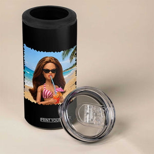 Funny Summer Doll Face Meme 4 in 1 Can Cooler Tumbler Tropical Beach Party Graphic TS12 Print Your Wear
