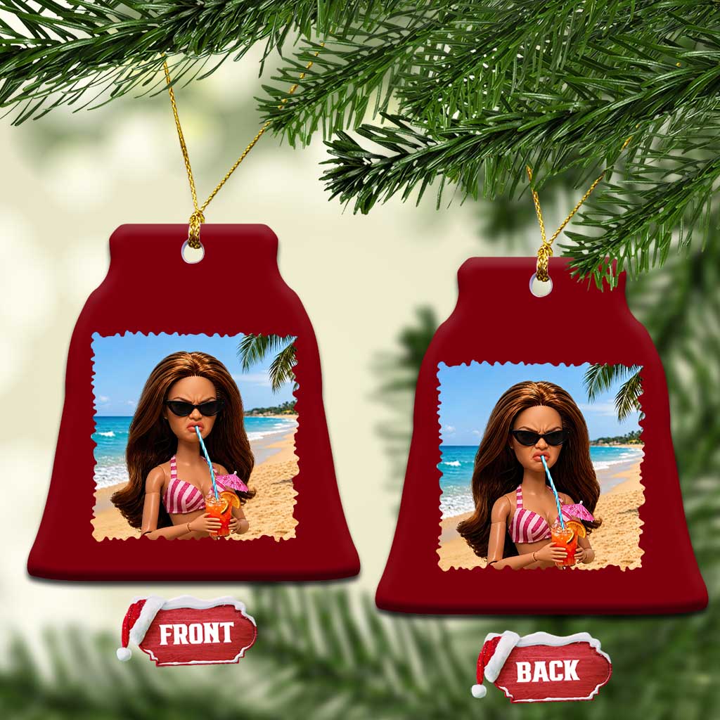 Funny Summer Doll Face Meme Ceramic Ornament Tropical Beach Party Graphic TS12 Print Your Wear