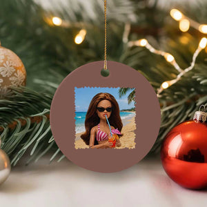 Funny Summer Doll Face Meme Ceramic Ornament Tropical Beach Party Graphic TS12 1pc Mocha Print Your Wear