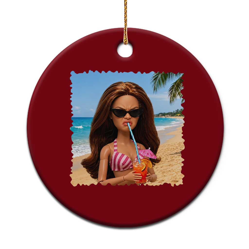 Funny Summer Doll Face Meme Ceramic Ornament Tropical Beach Party Graphic TS12 1pc Red Print Your Wear