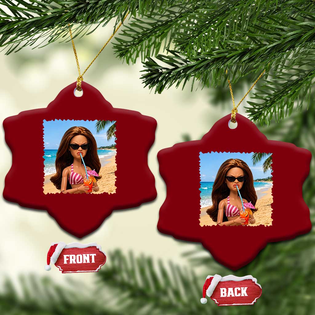 Funny Summer Doll Face Meme Ceramic Ornament Tropical Beach Party Graphic TS12 Print Your Wear