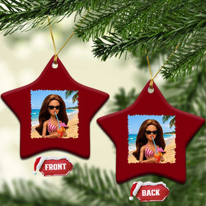 Funny Summer Doll Face Meme Ceramic Ornament Tropical Beach Party Graphic TS12 Print Your Wear