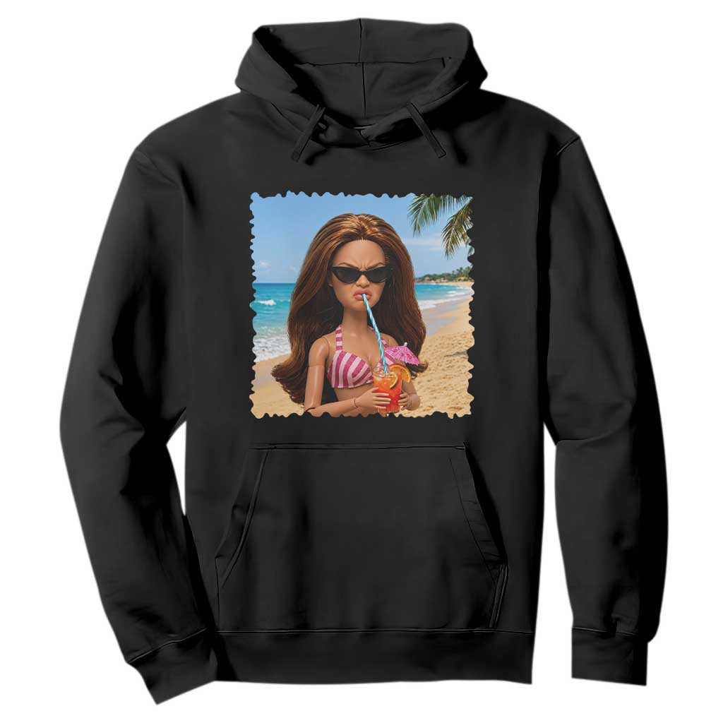 Funny Summer Doll Face Meme Hoodie Tropical Beach Party Graphic TS12 Black Print Your Wear