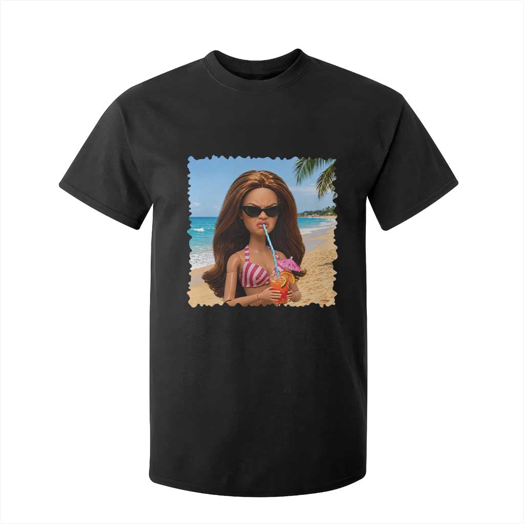 Funny Summer Doll Face Meme T Shirt For Kid Tropical Beach Party Graphic TS12 Black Print Your Wear
