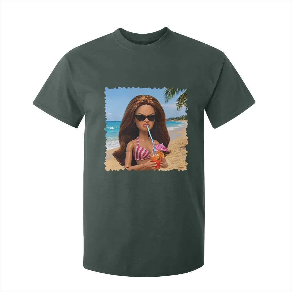Funny Summer Doll Face Meme T Shirt For Kid Tropical Beach Party Graphic TS12 Dark Forest Green Print Your Wear
