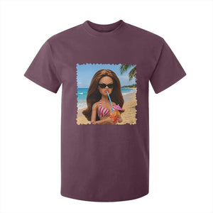 Funny Summer Doll Face Meme T Shirt For Kid Tropical Beach Party Graphic TS12 Maroon Print Your Wear