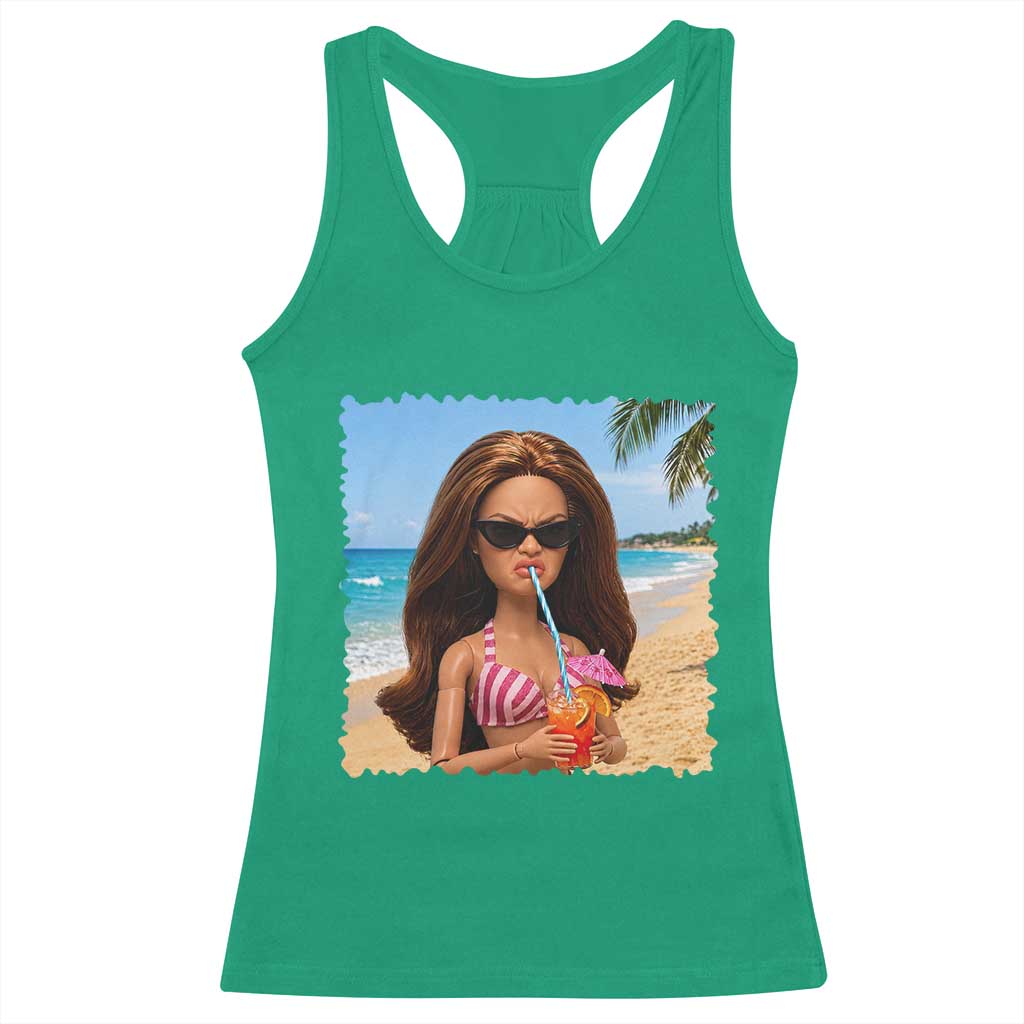 Funny Summer Doll Face Meme Racerback Tank Top Tropical Beach Party Graphic TS12 Irish Green Print Your Wear