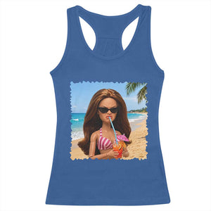 Funny Summer Doll Face Meme Racerback Tank Top Tropical Beach Party Graphic TS12 Royal Blue Print Your Wear