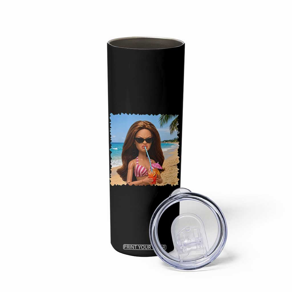 Funny Summer Doll Face Meme Skinny Tumbler Tropical Beach Party Graphic TS12 Print Your Wear