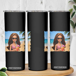 Funny Summer Doll Face Meme Skinny Tumbler Tropical Beach Party Graphic TS12 Print Your Wear