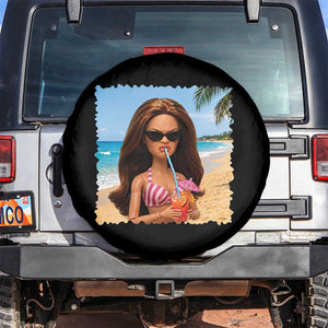 Funny Summer Doll Face Meme Spare Tire Cover Tropical Beach Party Graphic TS12 No hole Black Print Your Wear