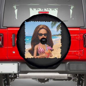 Funny Summer Doll Face Meme Spare Tire Cover Tropical Beach Party Graphic TS12 Black Print Your Wear