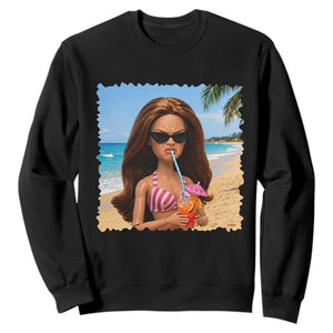 Funny Summer Doll Face Meme Sweatshirt Tropical Beach Party Graphic TS12 Black Print Your Wear
