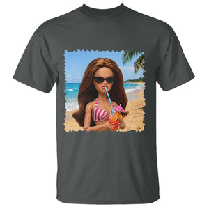 Funny Summer Doll Face Meme T Shirt Tropical Beach Party Graphic TS12 Dark Heather Print Your Wear