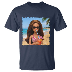 Funny Summer Doll Face Meme T Shirt Tropical Beach Party Graphic TS12 Navy Print Your Wear