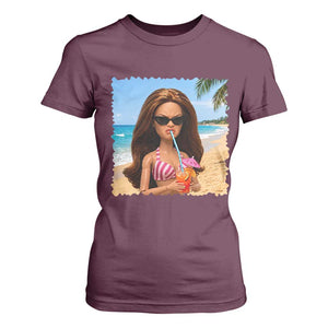 Funny Summer Doll Face Meme T Shirt For Women Tropical Beach Party Graphic TS12 Maroon Print Your Wear