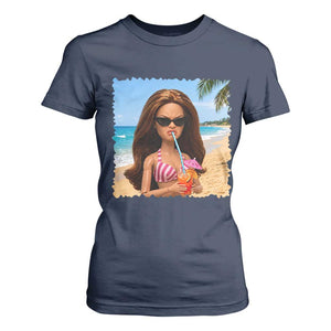 Funny Summer Doll Face Meme T Shirt For Women Tropical Beach Party Graphic TS12 Navy Print Your Wear