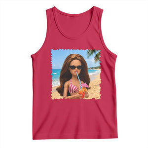 Funny Summer Doll Face Meme Tank Top Tropical Beach Party Graphic