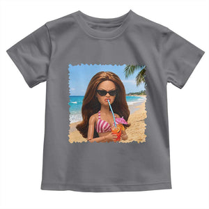 Funny Summer Doll Face Meme Toddler T Shirt Tropical Beach Party Graphic TS12 Charcoal Print Your Wear