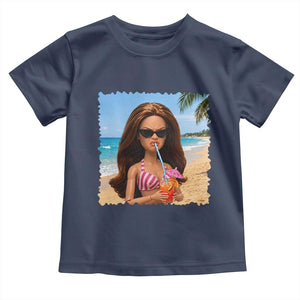 Funny Summer Doll Face Meme Toddler T Shirt Tropical Beach Party Graphic TS12 Navy Print Your Wear
