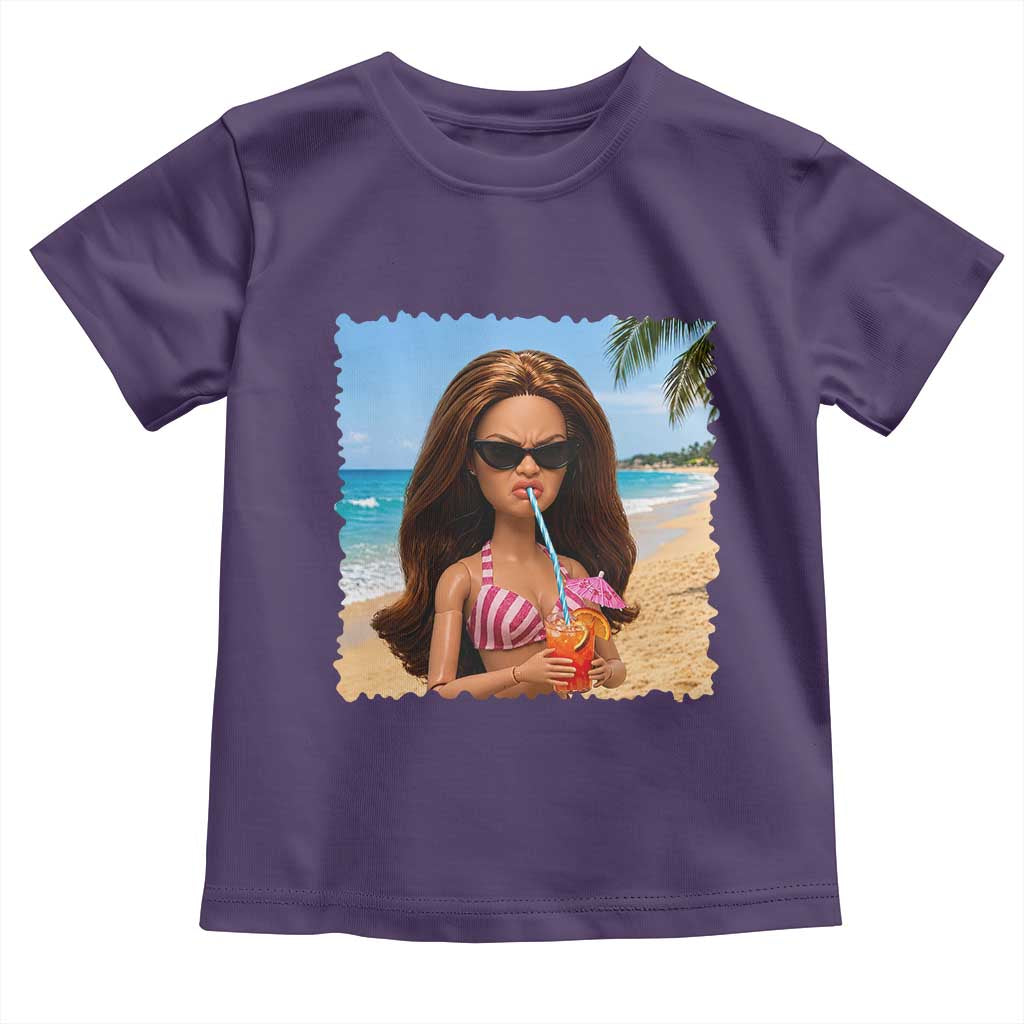 Funny Summer Doll Face Meme Toddler T Shirt Tropical Beach Party Graphic TS12 Purple Print Your Wear