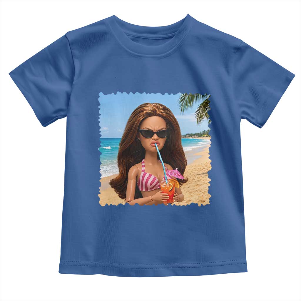 Funny Summer Doll Face Meme Toddler T Shirt Tropical Beach Party Graphic TS12 Royal Blue Print Your Wear