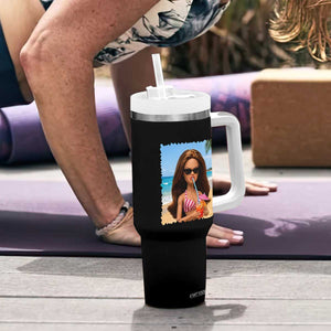 Funny Summer Doll Face Meme Tumbler With Handle Tropical Beach Party Graphic TS12 Print Your Wear