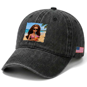 Funny Summer Doll Face Meme Washed Cotton Baseball Cap Tropical Beach Party Graphic TS12 Print Your Wear