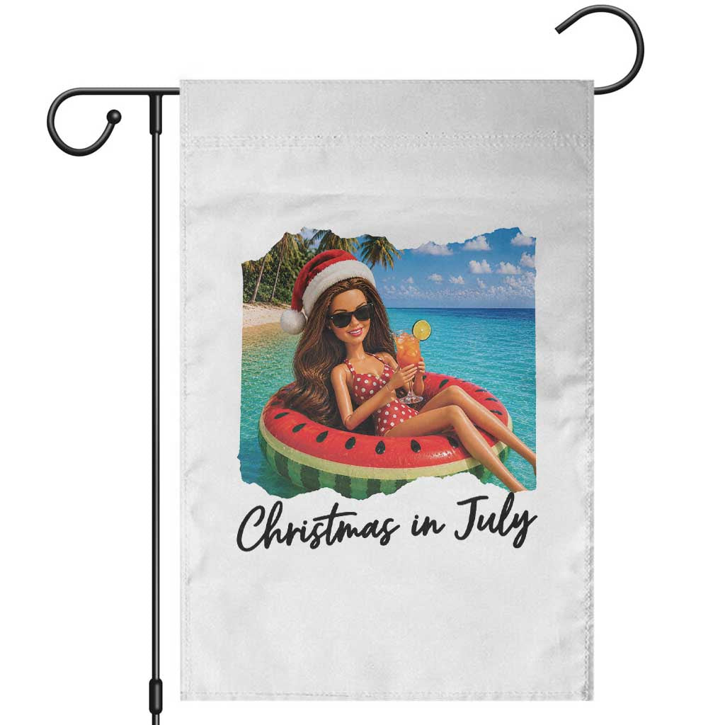 Christmas In July Tropical Doll Face Meme Garden Flag Summer Vacation Graphic TS12 White Print Your Wear