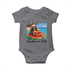 Christmas In July Tropical Doll Face Meme Baby Onesie Summer Vacation Graphic TS12 Charcoal Print Your Wear