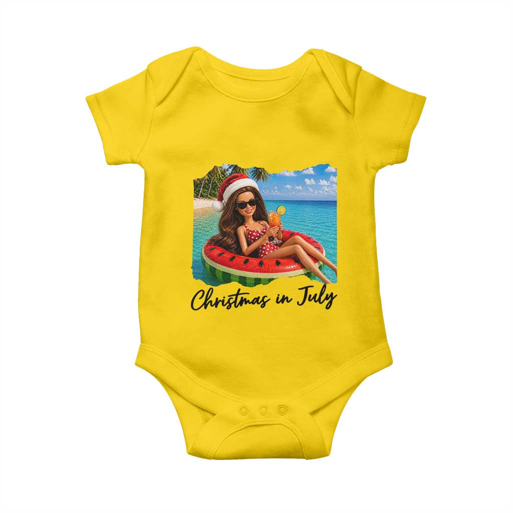 Christmas In July Tropical Doll Face Meme Baby Onesie Summer Vacation Graphic TS12 Daisy Print Your Wear