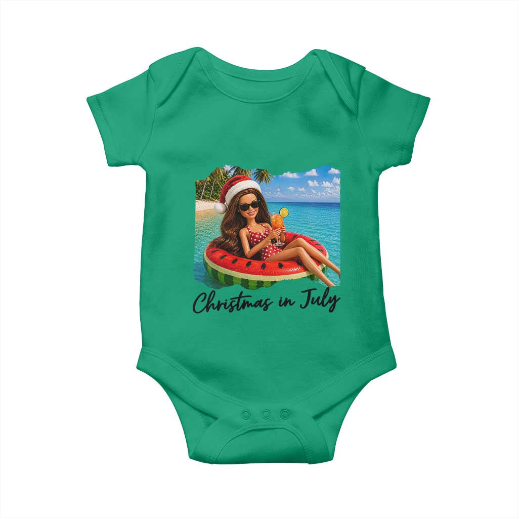 Christmas In July Tropical Doll Face Meme Baby Onesie Summer Vacation Graphic TS12 Irish Green Print Your Wear