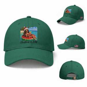Christmas In July Tropical Doll Face Meme Baseball Cap Summer Vacation Graphic TS12 Baseball Cap Universal Fit Irish Green Print Your Wear