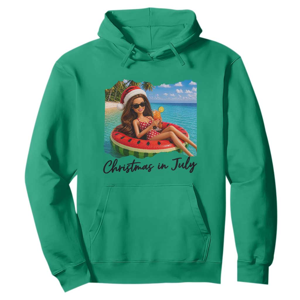 Christmas In July Tropical Doll Face Meme Hoodie Summer Vacation Graphic TS12 Irish Green Print Your Wear