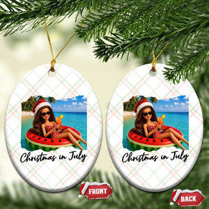Christmas In July Tropical Doll Face Meme Ceramic Ornament Summer Vacation Graphic