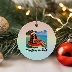 Christmas In July Tropical Doll Face Meme Ceramic Ornament Summer Vacation Graphic