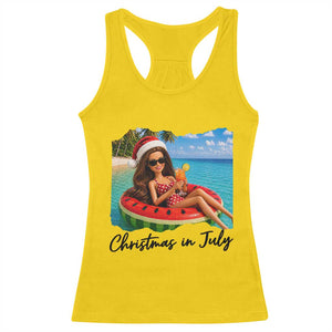 Christmas In July Tropical Doll Face Meme Racerback Tank Top Summer Vacation Graphic TS12 Daisy Print Your Wear