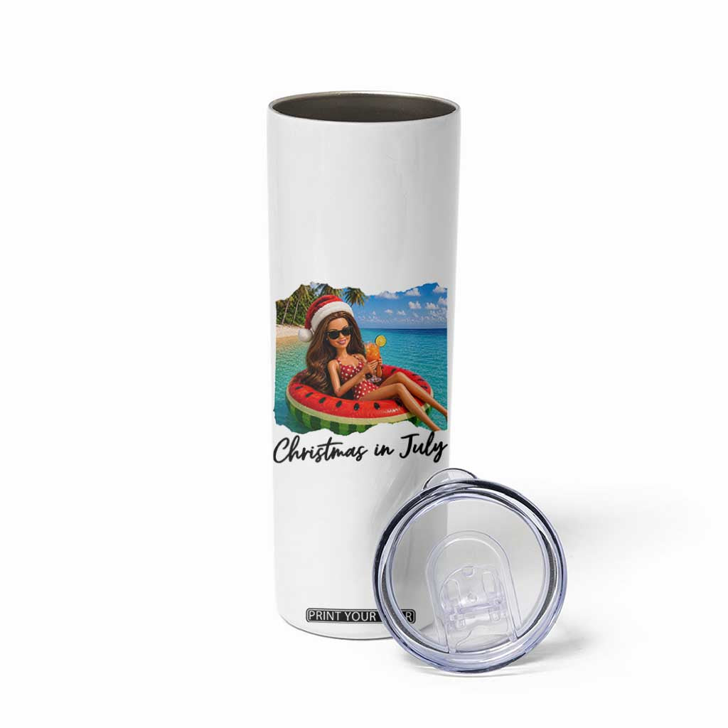 Christmas In July Tropical Doll Face Meme Skinny Tumbler Summer Vacation Graphic TS12 Print Your Wear
