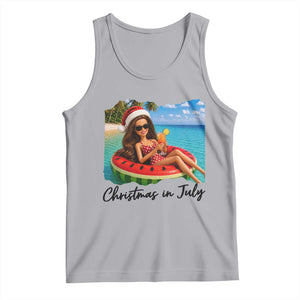 Christmas In July Tropical Doll Face Meme Tank Top Summer Vacation Graphic TS12 Athletic Heather Print Your Wear