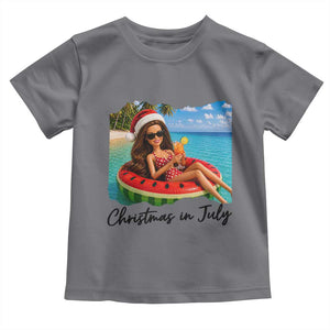 Christmas In July Tropical Doll Face Meme Toddler T Shirt Summer Vacation Graphic TS12 Charcoal Print Your Wear