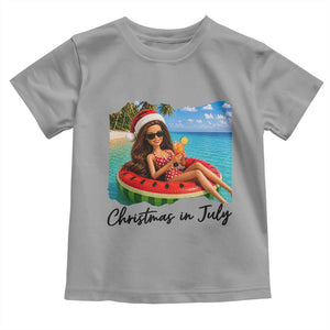 Christmas In July Tropical Doll Face Meme Toddler T Shirt Summer Vacation Graphic TS12 Sport Gray Print Your Wear