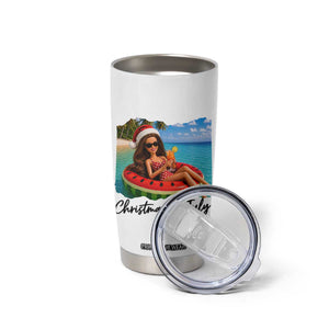 Christmas In July Tropical Doll Face Meme Tumbler Cup Summer Vacation Graphic TS12 Print Your Wear