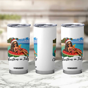 Christmas In July Tropical Doll Face Meme Tumbler Cup Summer Vacation Graphic TS12 Print Your Wear