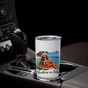 Christmas In July Tropical Doll Face Meme Tumbler Cup Summer Vacation Graphic TS12 Print Your Wear