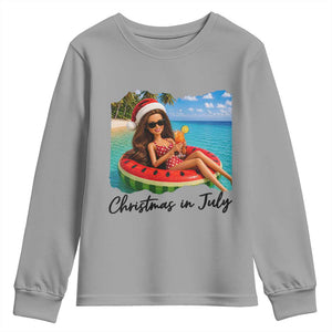 Christmas In July Tropical Doll Face Meme Youth Sweatshirt Summer Vacation Graphic TS12 Sport Gray Print Your Wear
