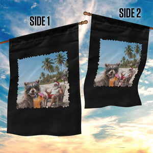 Christmas In July Raccoon And Santa Garden Flag Tropical Summer Vacation Graphic TS12 Print Your Wear