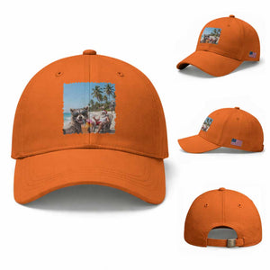 Christmas In July Raccoon And Santa Baseball Cap Tropical Summer Vacation Graphic TS12 Baseball Cap Universal Fit Orange Print Your Wear