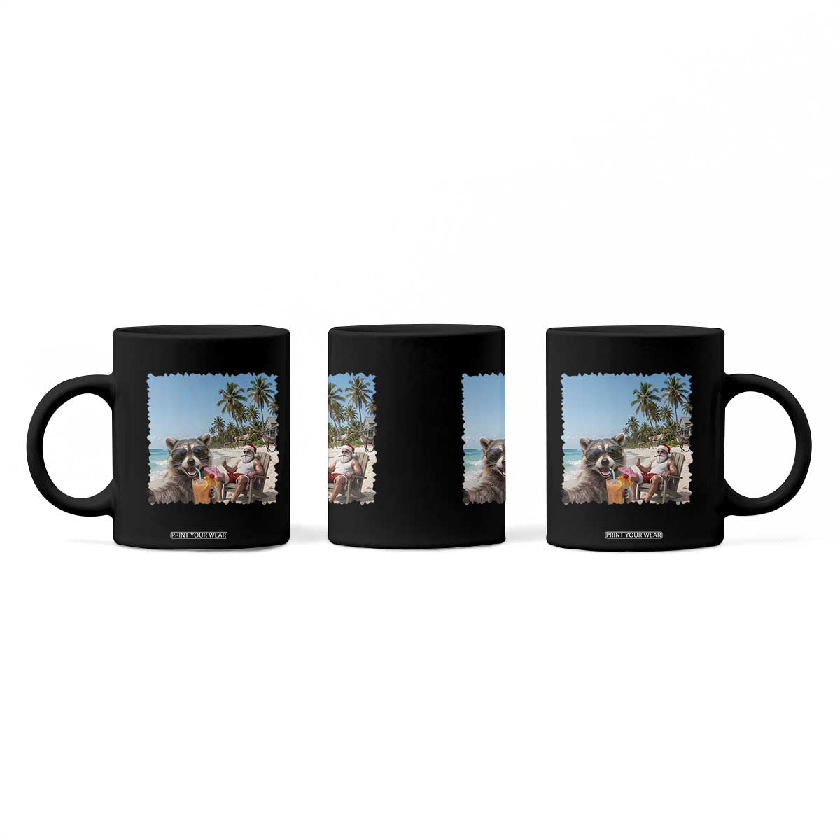 Christmas In July Raccoon And Santa Coffee Mug Tropical Summer Vacation Graphic TS12 Print Your Wear